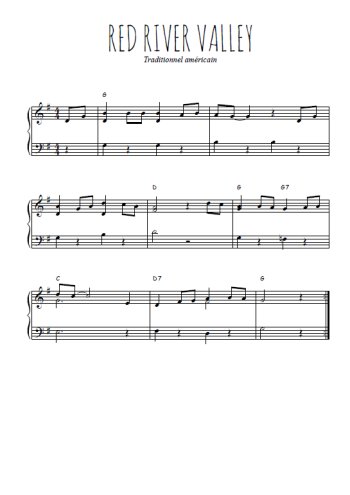 Téléchargez l'arrangement pour piano de la partition de Red river valley en PDF